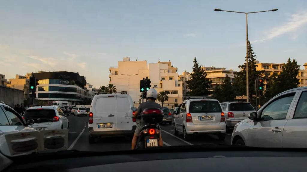 Traffic near the junction between St Julian’s, Paceville and Pembroke during afternoon rush hour in Malta.
