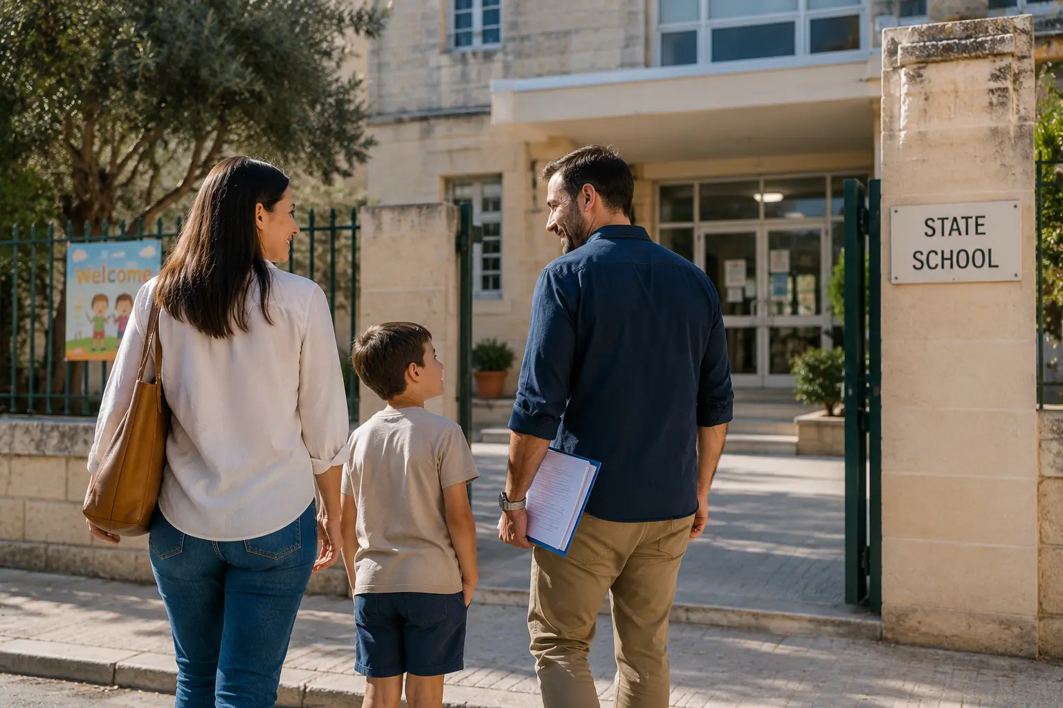 Parents enrolling their child in a public state school in Malta