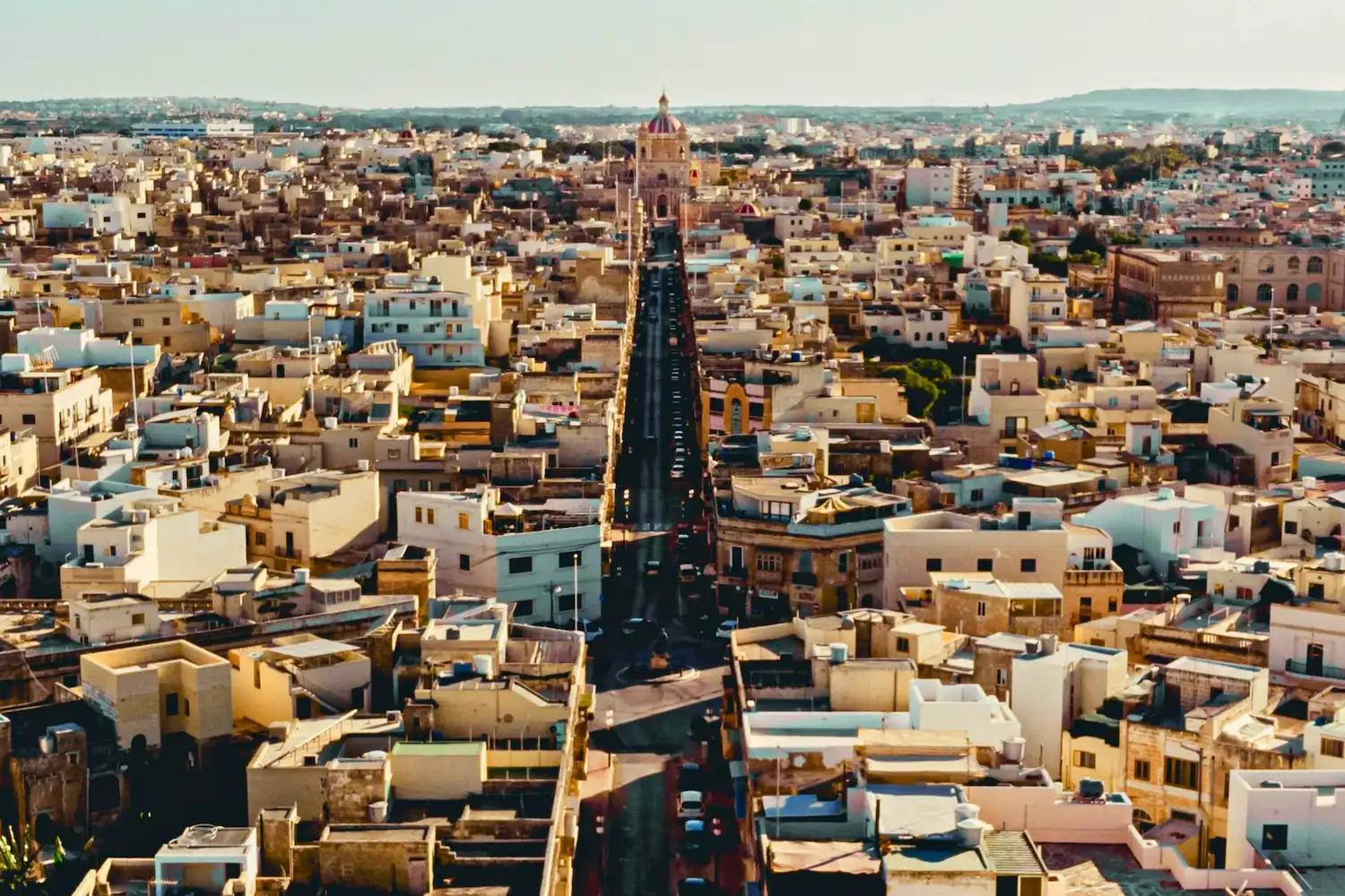 Dense urban development with very limited greenery is a common feature in many parts of Malta. Żabbar, Malta.