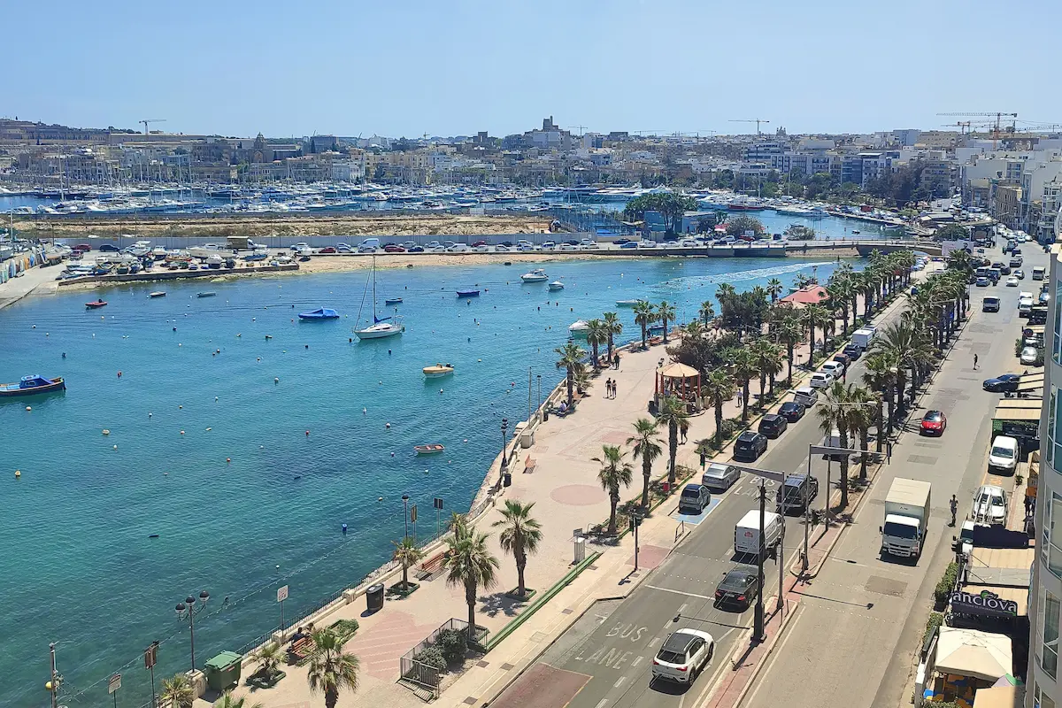 Gżira waterfront and Manoel Island marina in Malta